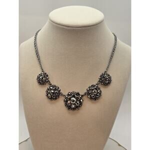 Vtg Vera Wang Statement Necklace Black Crystal Glass Beaded Layered Retro